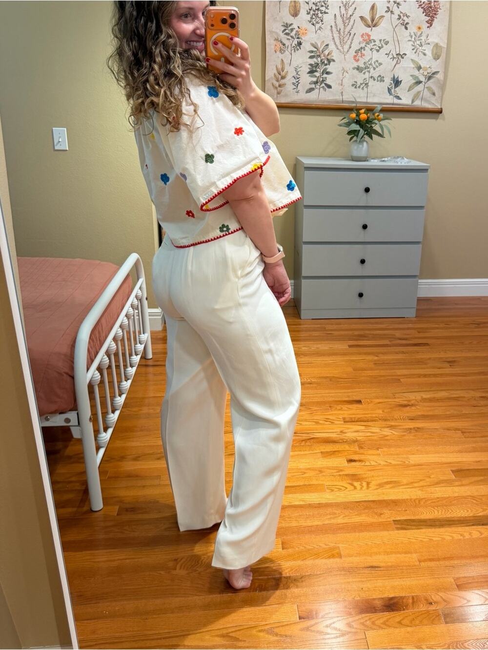 Vintage Jones New York Pure Silk High-Rise Wide-Leg Cream White Trouser Pants 4